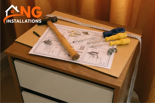 Montage d’un meuble par un technicien NG Installations